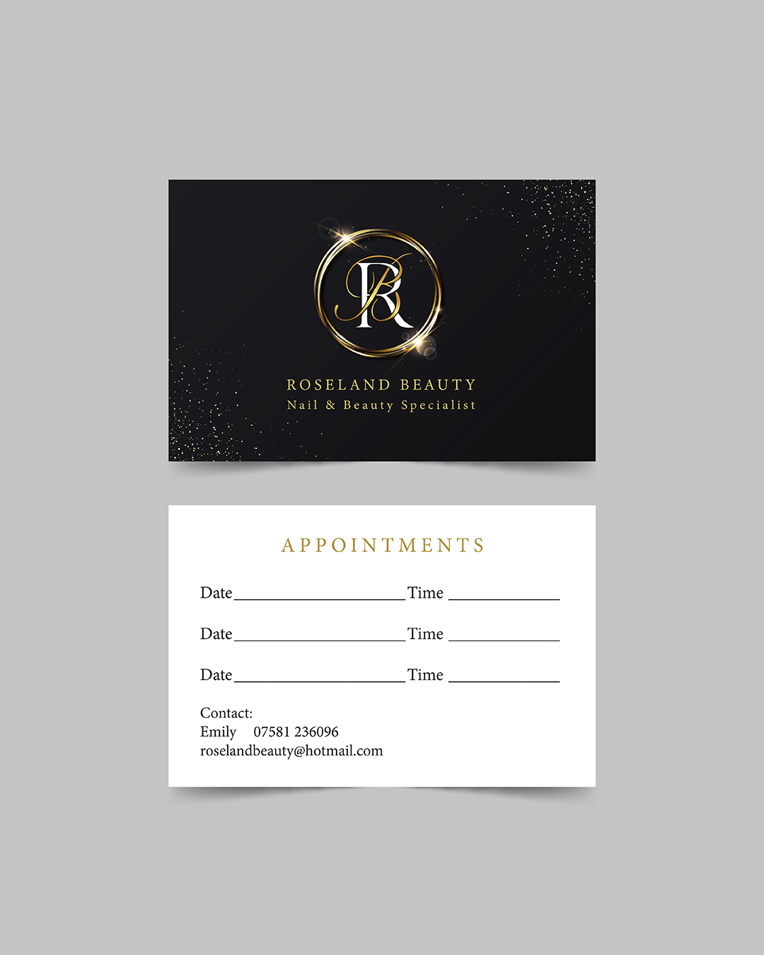 Roseland Beauty Appointment Card