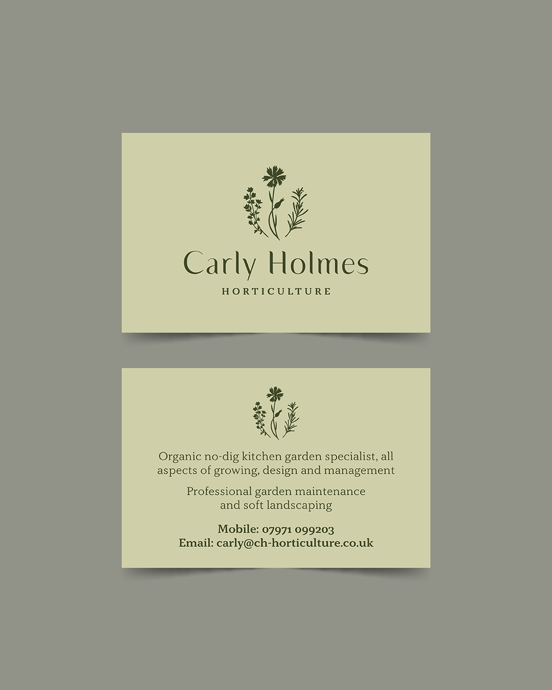 Carly Holmes Horticulture Business Card